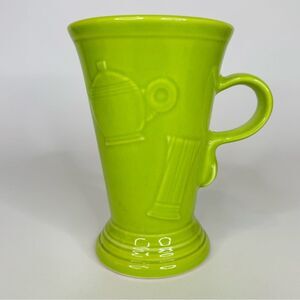 Fiestawear Chartreuse Pedestal Mug Embossed Icons discontinued rare drinking cup